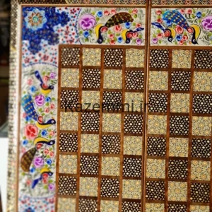 تخته نرد و شطرنج لبگرد گل و مرغ 50 کاظمی