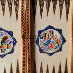 تخته نرد و شطرنج لبگرد گل و مرغ 50 کاظمی