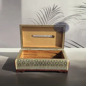 ست دو تکه جعبه دستمال کاغذی و جا قاشقی خاتم آذرخش کاظمی