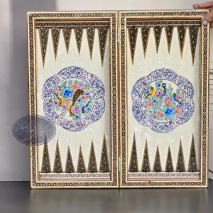 تخته نرد و شطرنج لبگرد گل و مرغ 50 کاظمی