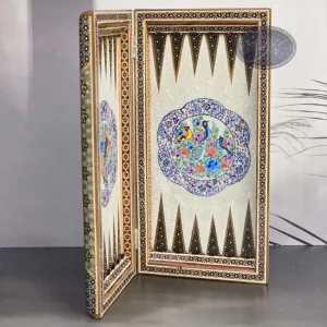 تخته نرد و شطرنج لبگرد گل و مرغ 50 کاظمی