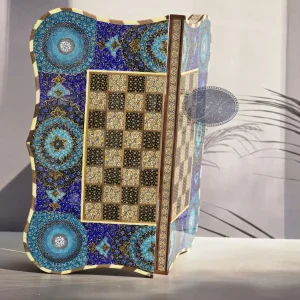 تخته نرد و شطرنج دالبر اسلیمی طرح فیروزه ای 50 کاظمی