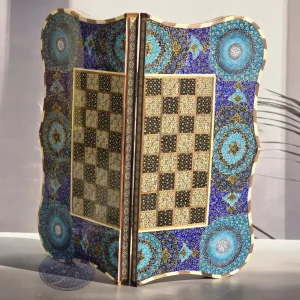 تخته نرد و شطرنج دالبر اسلیمی طرح فیروزه ای 50 کاظمی