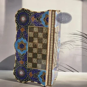 تخته نرد و شطرنج دالبر اسلیمی طرح لاجوردی 50 کاظمی