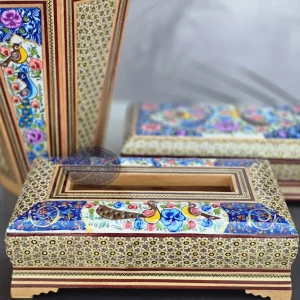 ست سه تکه سطل خاتم و گل و مرغ کاظمی