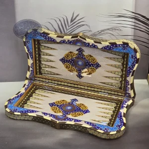 تخته نرد و شطرنج دالبر خاتم کاری اسلیمی 50 کاظمی