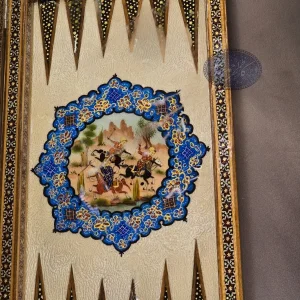 تخته نرد و شطرنج خاتم کاری شکار یا چوگان 50 کاظمی