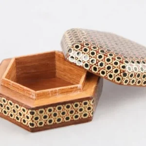 جعبه جاسکه ای خاتم کاری سیمی 6 گوش