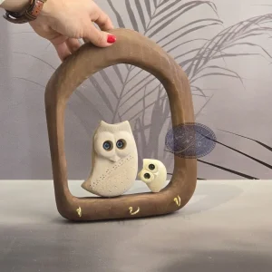 جاکلیدی جغد بزرگ جفتی چوبی
