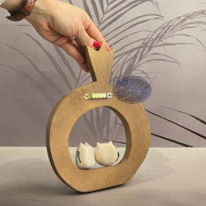 جاکلیدی گربه جفتی کوچک چوبی