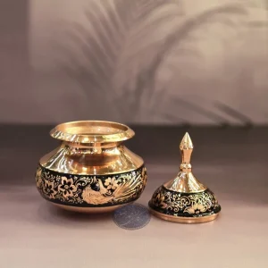 ست گلدان 25 و قندان دخلی بزرگ مس و تراش کاظمی
