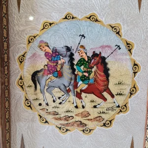 تخته نرد و شطرنج دالبر دور تذهیب و چوگان 50 کاظمی