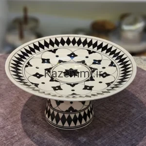 شیرینی خوری پایه دار مشکی سفید سرامیکی