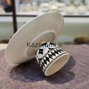 شیرینی خوری پایه دار مشکی سفید سرامیکی