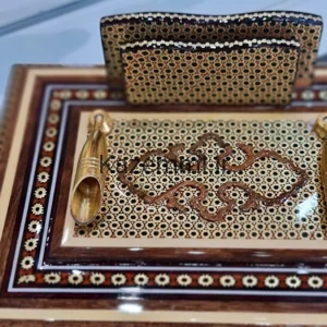 جاقلمی جعبه‌دار رومیزی خاتم کندویی