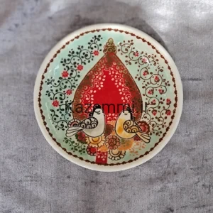بشقاب دیوارکوب سرامیکی نقاشی گل و مرغ کوچک